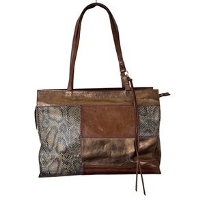 Hobo The Original Patchwork Python Mixed Panel Leather Journey Shoulder Tote Bag